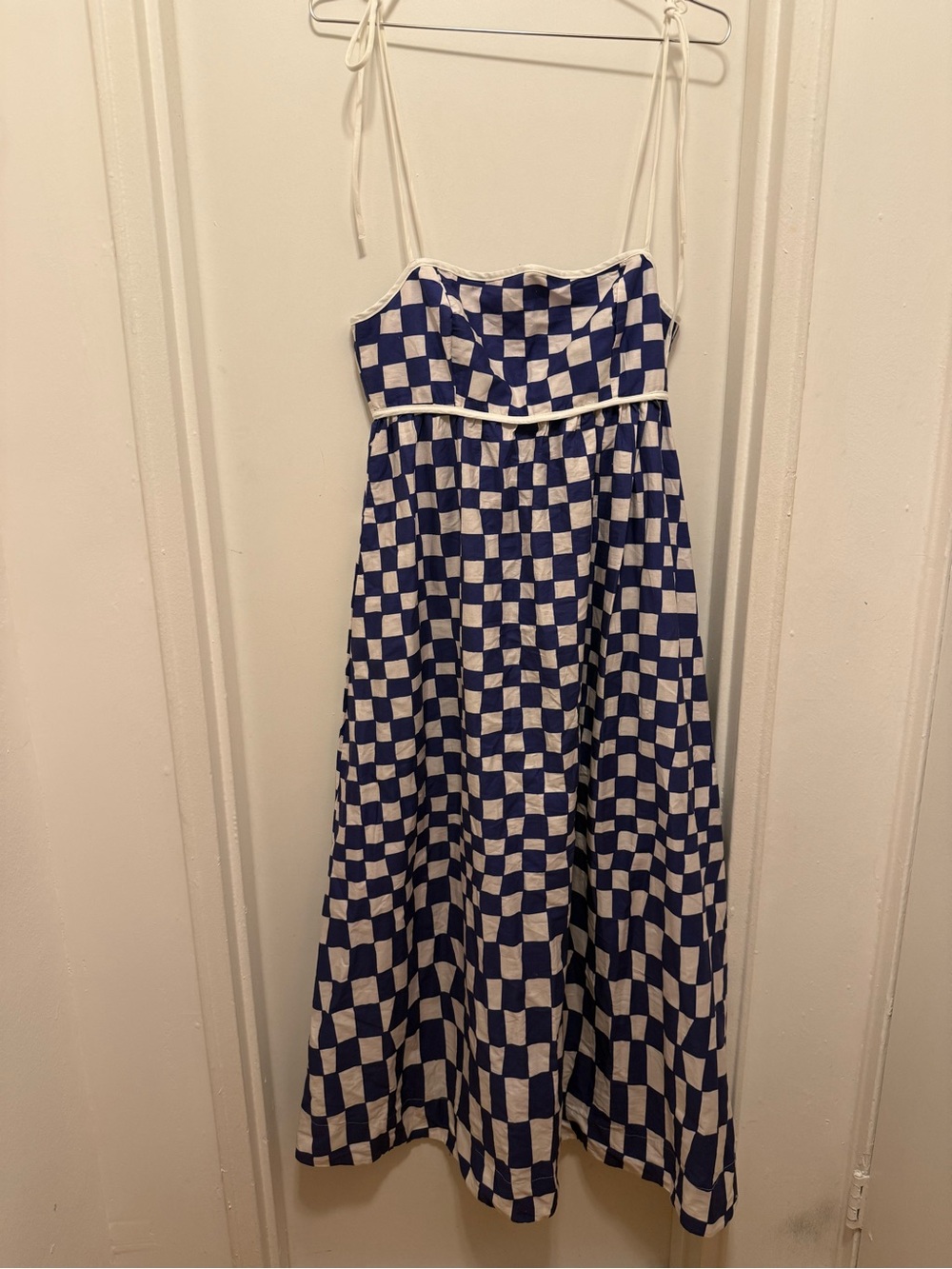 FARM Rio Blue and White Checkered Sundress